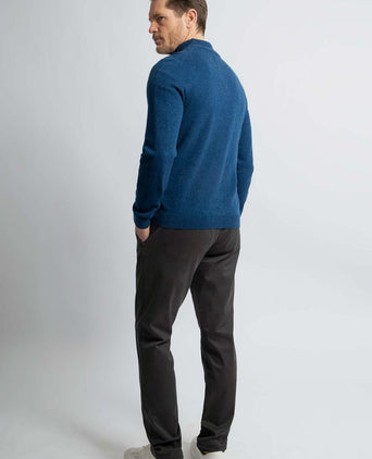 halve rits trui merinowol marine blauw