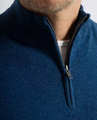 halve rits trui merinowol marine blauw