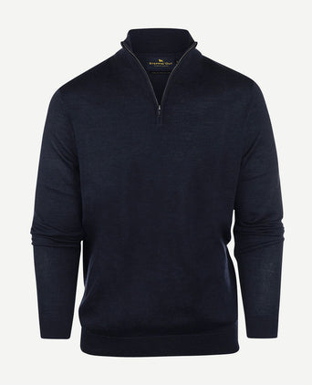 Steppin' Out halve rits trui merinowol donkerblauw | Regular-fit
