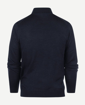Steppin' Out halve rits trui merinowol donkerblauw | Regular-fit