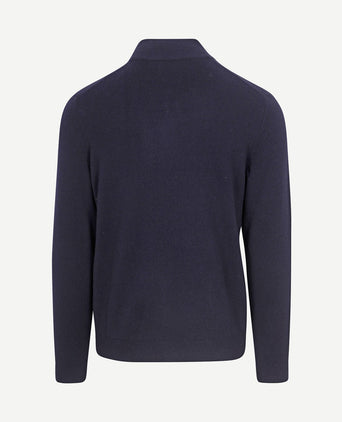halve rits trui merinowol donkerblauw