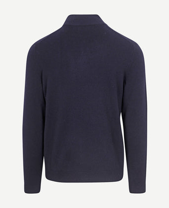 halve rits trui merinowol donkerblauw
