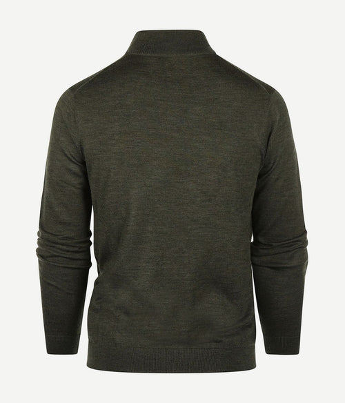 Steppin' Out halve rits trui merinowol olijfgroen | Regular-fit