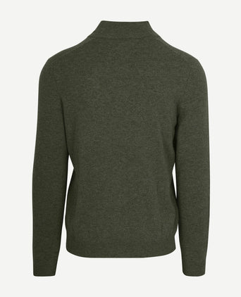 Steppin' Out halve rits trui merinowol olijfgroen | Regular-fit