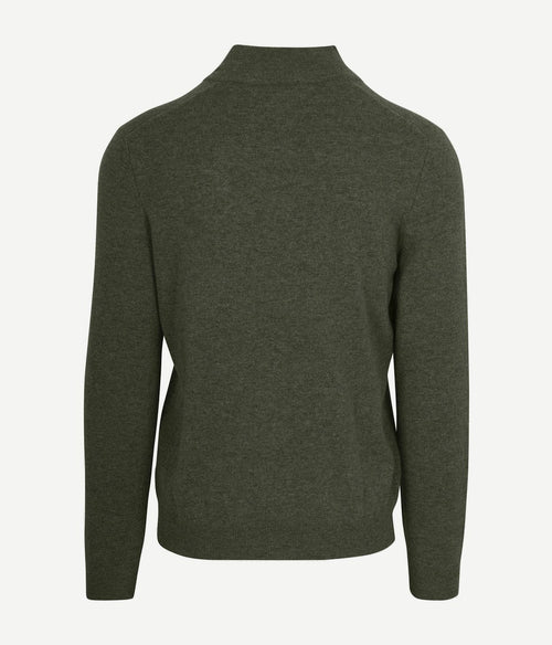 Steppin' Out halve rits trui merinowol olijfgroen | Regular-fit