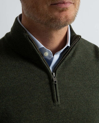 Steppin' Out halve rits trui merinowol olijfgroen | Regular-fit