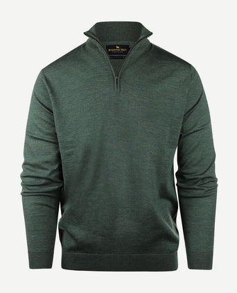 Steppin' Out halve rits trui merinowol sage groen | Regular-fit