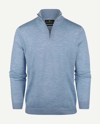 Steppin' Out halve rits trui merinowol sky blue | Regular-fit