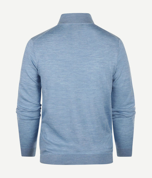 Steppin' Out halve rits trui merinowol sky blue | Regular-fit