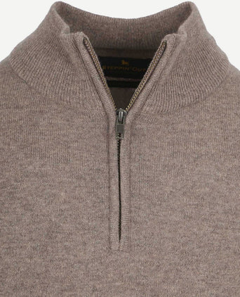 Steppin' Out halve rits trui merinowol taupe | Regular-fit