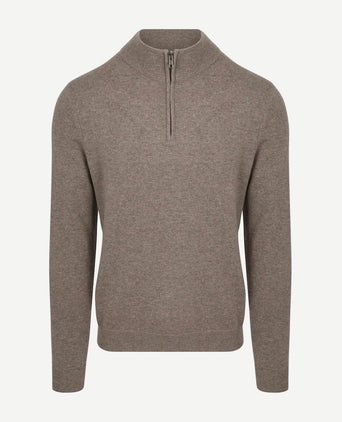 Steppin' Out halve rits trui merinowol taupe | Regular-fit
