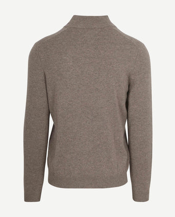 Steppin' Out halve rits trui merinowol taupe | Regular-fit