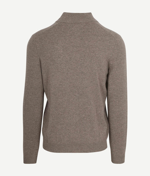 Steppin' Out halve rits trui merinowol taupe | Regular-fit