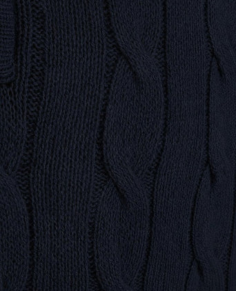 Lau pull merino halve rits cable donkerblauw