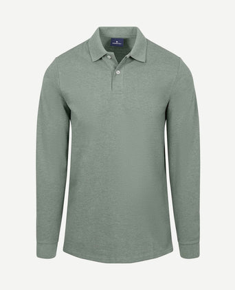 Longsleeve polo piqué classic groen