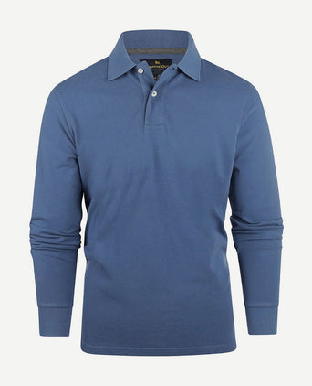 Steppin' Out longsleeve polo piqué classic mid blauw | Regular-fit