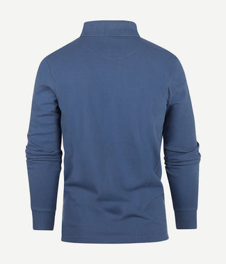 Steppin' Out longsleeve polo piqué classic mid blauw | Regular-fit Steppin' Out longsleeve polo piqué classic mid blauw | Regular-fit