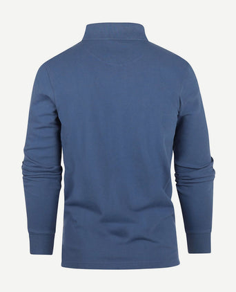 Steppin' Out longsleeve polo piqué classic mid blauw | Regular-fit