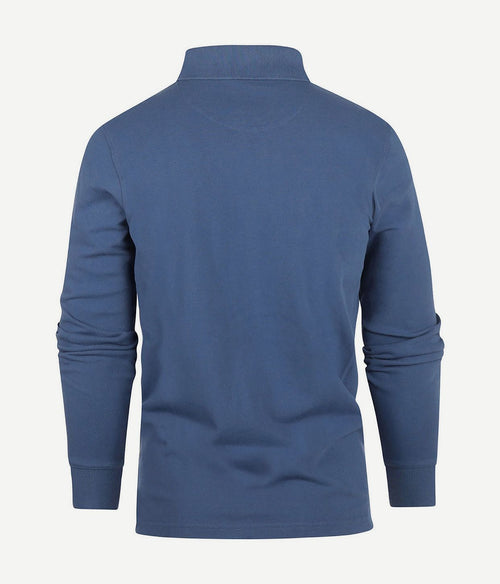 Steppin' Out longsleeve polo piqué classic mid blauw | Regular-fit