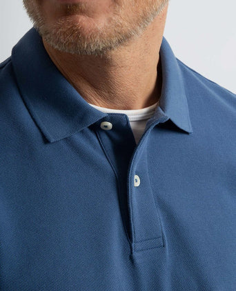 Steppin' Out longsleeve polo piqué classic mid blauw | Regular-fit