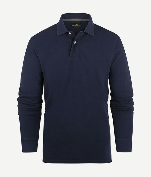 Steppin' Out longsleeve polo piqué classic donkerblauw | Regular-fit