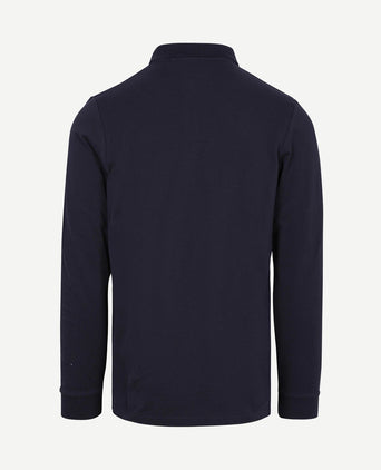 Longsleeve polo piqué classic donkerblauw