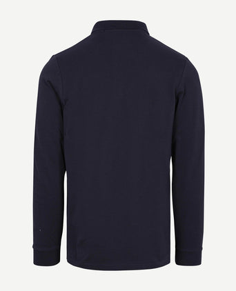 Longsleeve polo piqué classic donkerblauw