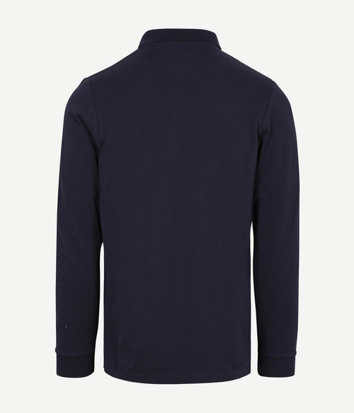Longsleeve polo piqué classic donkerblauw