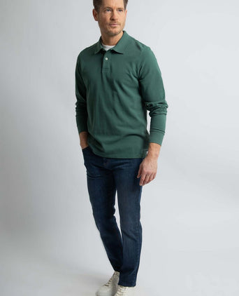 Steppin' Out longsleeve polo piqué klassiek donkergroen | Regular-fit