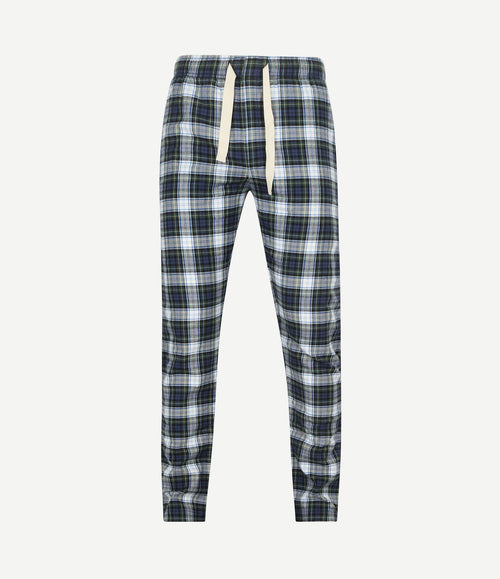 Loungebroek ruit blauw en groen