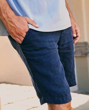 Milwau short linen donkerblauw