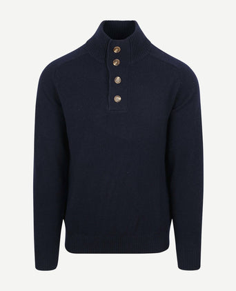 Steppin' Out mocker trui lamswol donkerblauw | Regular-fit