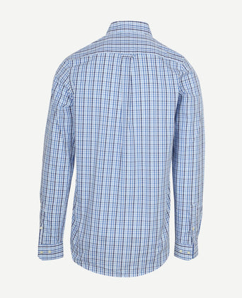 Extra lange mouwen overhemd ruit blauw