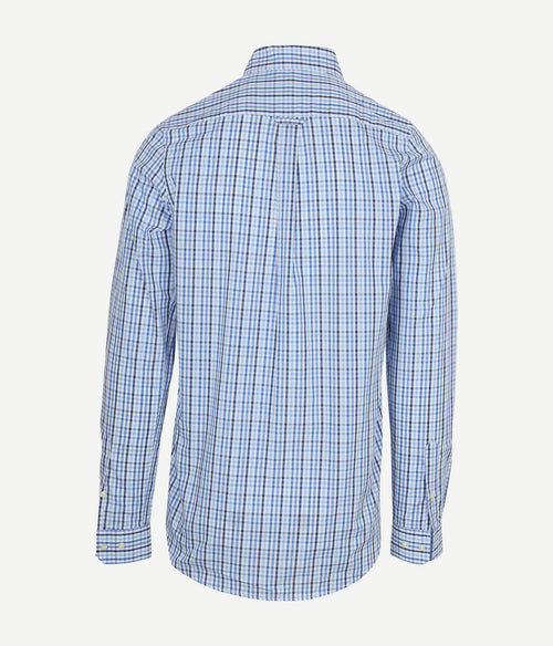 Extra lange mouwen overhemd ruit blauw