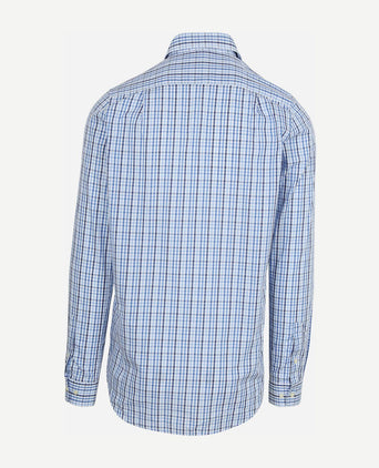 Extra lange mouwen overhemd ruit blauw