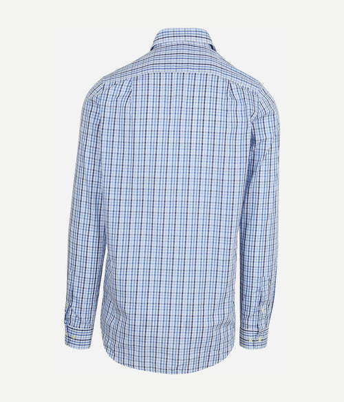 Extra lange mouwen overhemd ruit blauw