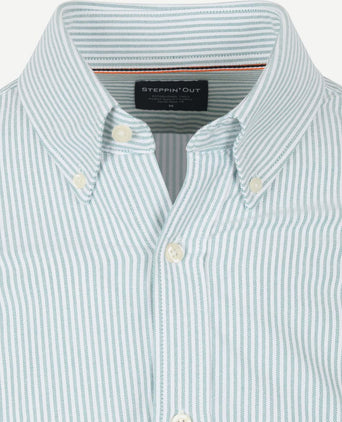 Steppin' Out overhemd Oxford streep lichtgroen | Regular-fit