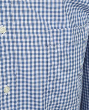 Poplin overhemd ruit lichtblauw