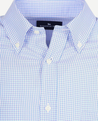 Overhemd checks blauw roze