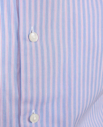 Overhemd twill streep lichtblauw rood