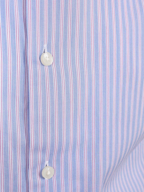 Overhemd twill streep lichtblauw rood