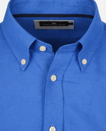 Overhemd linen cotton cobalt
