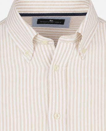 Overhemd linen cotton streep sand
