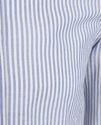Overhemd linen cotton streep blauw