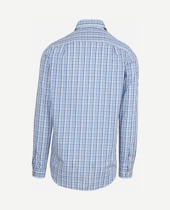 Extra lange mouwen overhemd ruit blauw