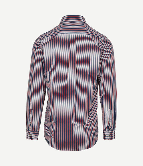 Overhemd streep donkerblauw rood