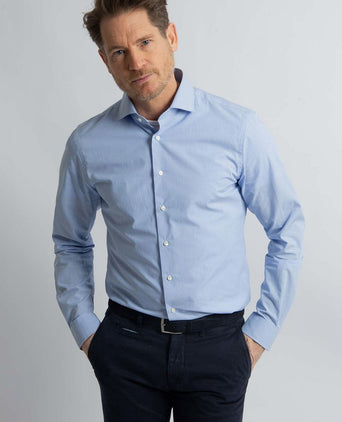 Overhemd slim-fit ruit lichtblauw