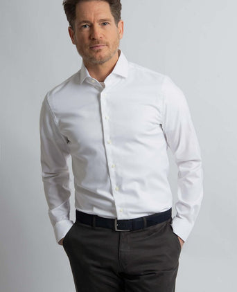 Overhemd slim-fit twill wit