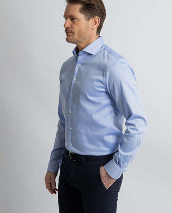 Overhemd slim-fit dobby lichtblauw