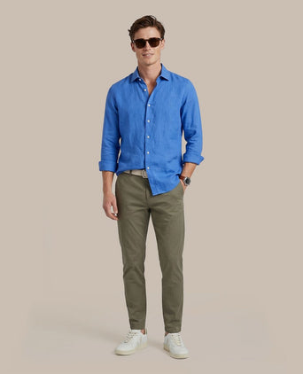 Overhemd linen cotton cobalt